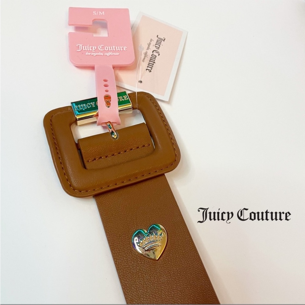 New w/Tags! Juicy Couture Women’s Belt Tan/ Brown Gold Trim - Picture 4 of 6